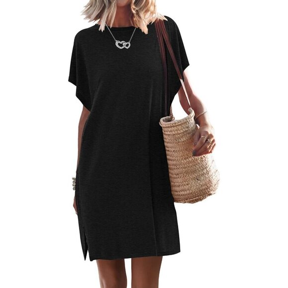 Dresses & Skirts - Women's Summer Dress Short Sleeve T Shirt Beach Cover  ups Crew Neck Mini Dress